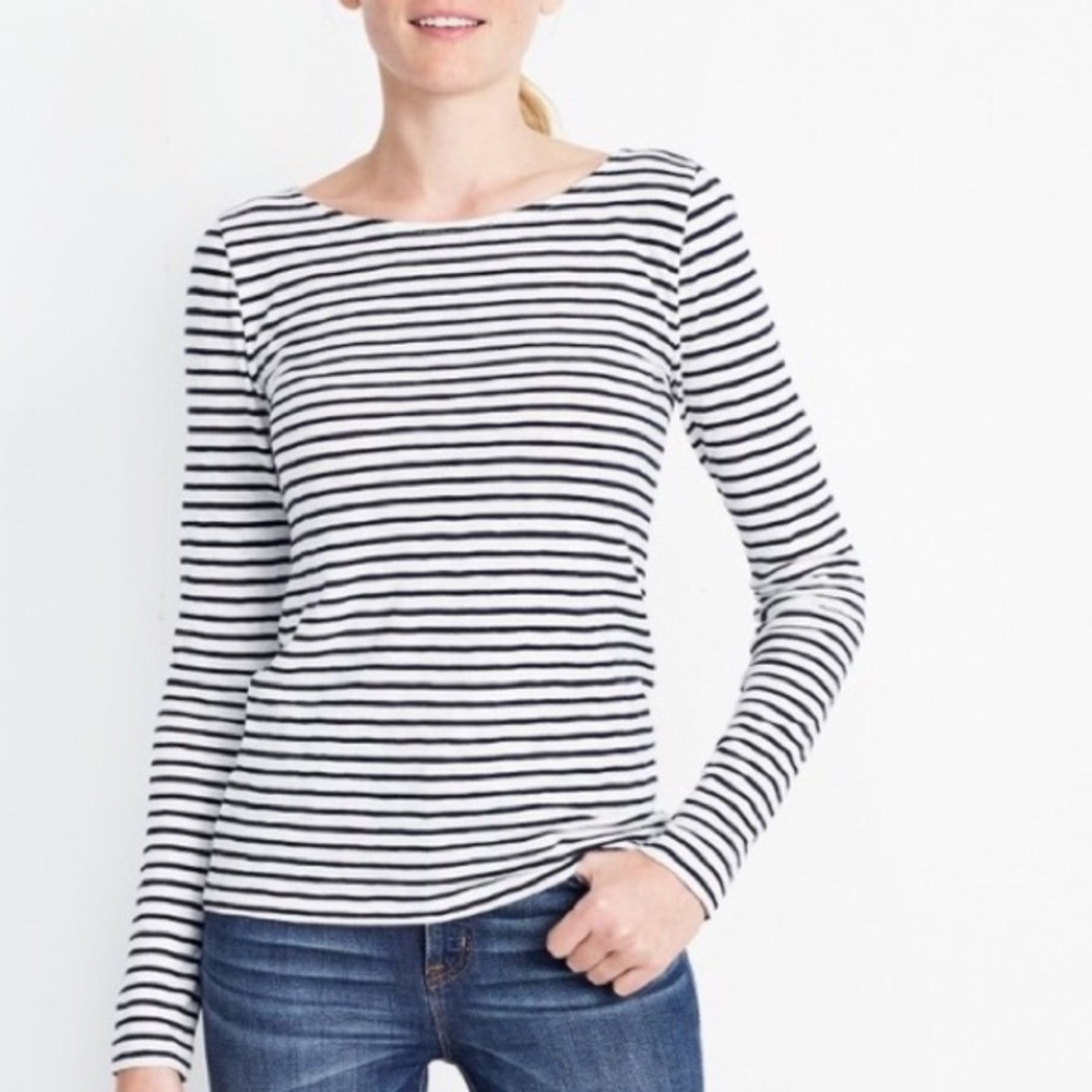 J. Crew Artist T Striped Navy White Size XXS NWOT